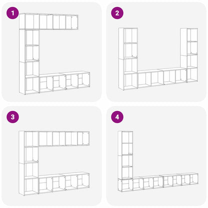 Bücherregal 3 pcs Schwarz Eichen-Optik 36 x 30 x 143 cm