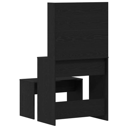 Schminktisch Set 2 pcs Schwarz Eichen-Optik 74.5 x 40 x 141 cm