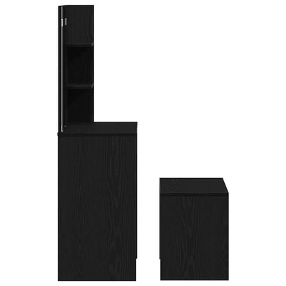 Schminktisch Set 2 pcs Schwarz Eichen-Optik 74.5 x 40 x 141 cm