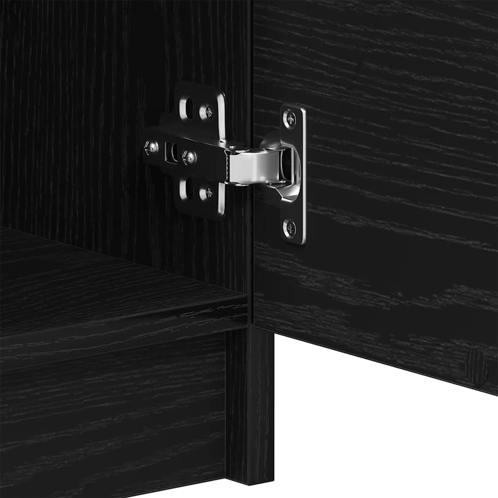 Sideboard Schwarz Eichen-Optik 180 x 30 x 70 cm Holzwerkstoff