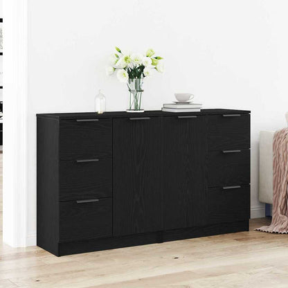 Sideboard Schwarz Eichen-Optik 180 x 30 x 70 cm Holzwerkstoff