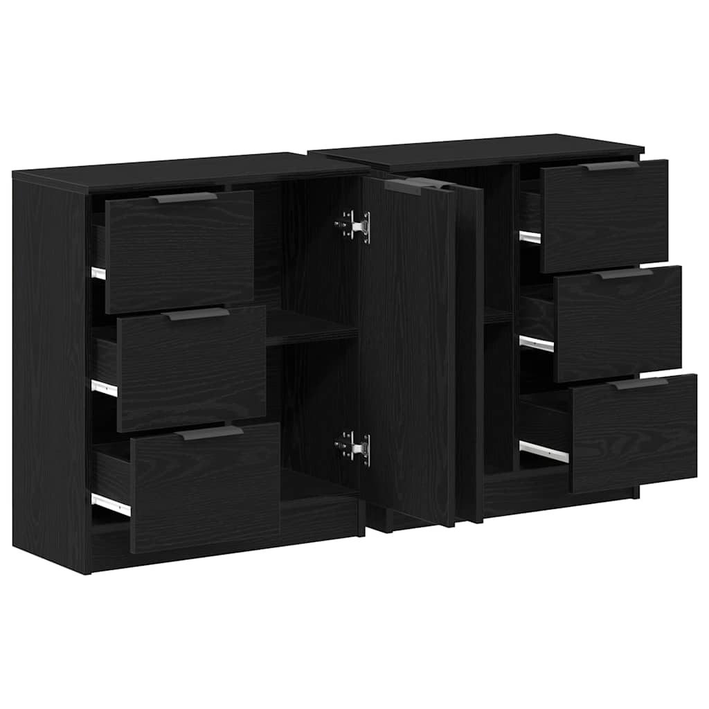 Sideboard Schwarz Eichen-Optik 180 x 30 x 70 cm Holzwerkstoff