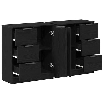 Sideboard Schwarz Eichen-Optik 180 x 30 x 70 cm Holzwerkstoff