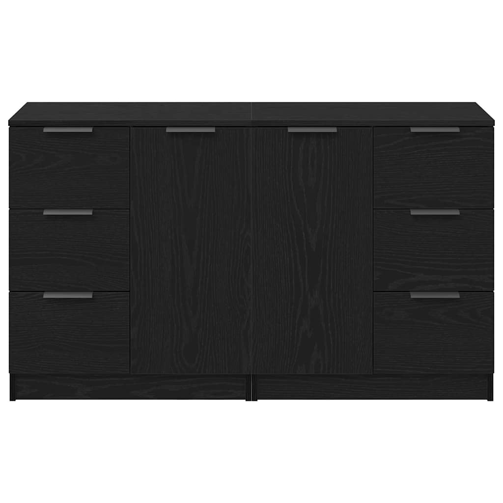 Sideboard Schwarz Eichen-Optik 180 x 30 x 70 cm Holzwerkstoff