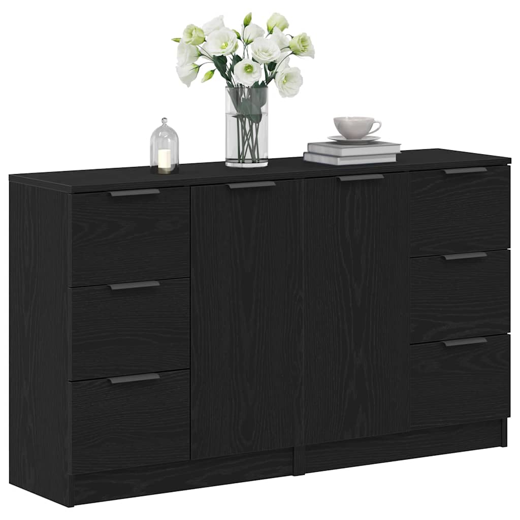 Sideboard Schwarz Eichen-Optik 180 x 30 x 70 cm Holzwerkstoff