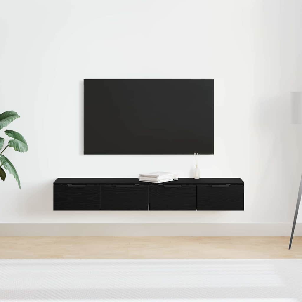 Wandmontierter Schrank Wandmontiert 2 pcs Schwarz Eichen-Optik