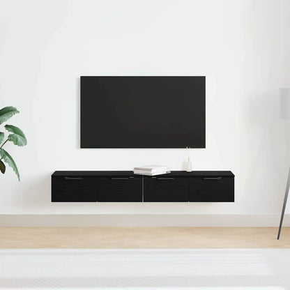 Wandmontierter Schrank Wandmontiert 2 pcs Schwarz Eichen-Optik