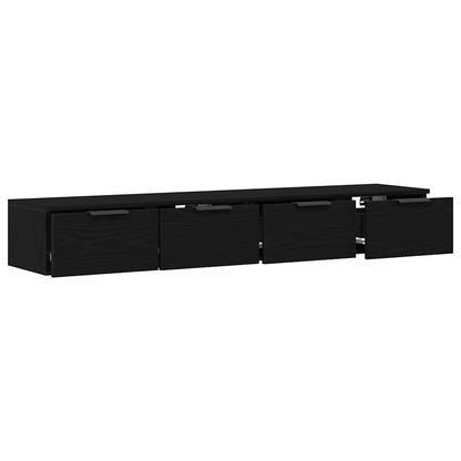 Wandmontierter Schrank Wandmontiert 2 pcs Schwarz Eichen-Optik