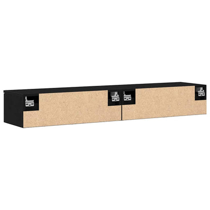 Wandmontierter Schrank Wandmontiert 2 pcs Schwarz Eichen-Optik