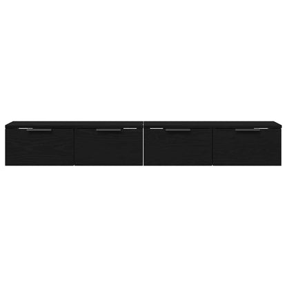 Wandmontierter Schrank Wandmontiert 2 pcs Schwarz Eichen-Optik