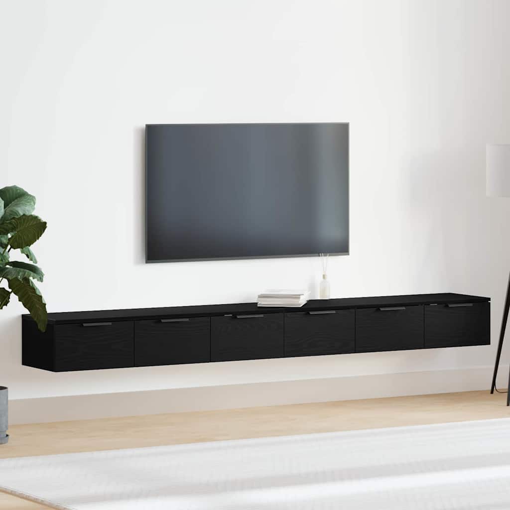 Wandmontierter Schrank Wandmontiert 2 pcs Schwarz Eichen-Optik