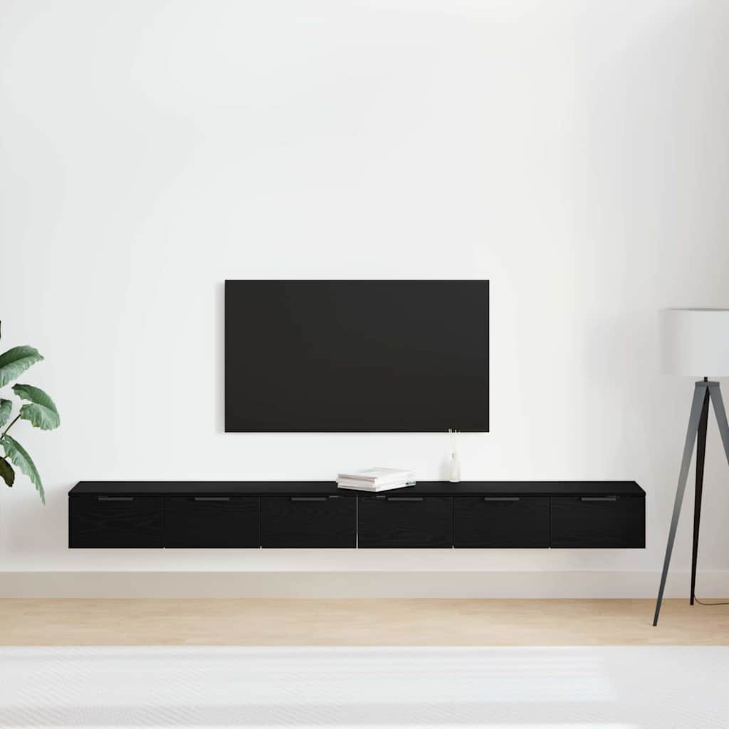 Wandmontierter Schrank Wandmontiert 2 pcs Schwarz Eichen-Optik