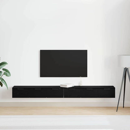 Wandmontierter Schrank Wandmontiert 2 pcs Schwarz Eichen-Optik