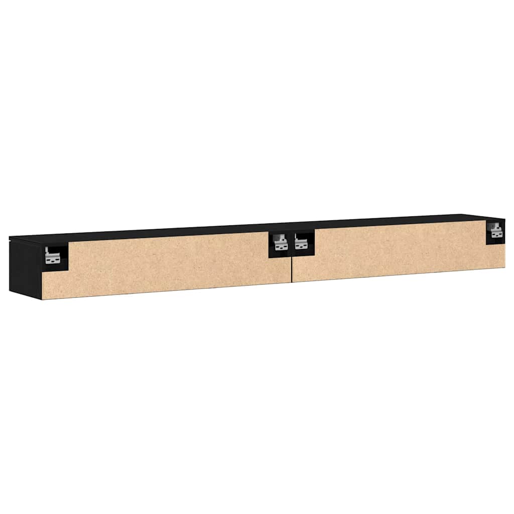 Wandmontierter Schrank Wandmontiert 2 pcs Schwarz Eichen-Optik