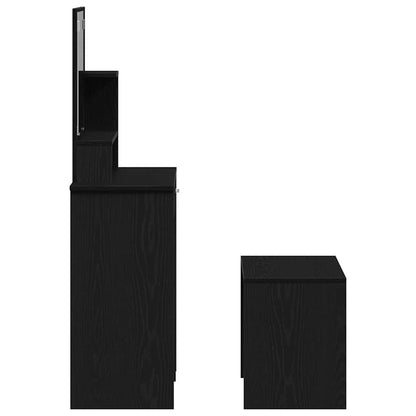 Schminktisch Set 2 pcs Schwarz Eichen-Optik 86.5 x 35 x 136 cm