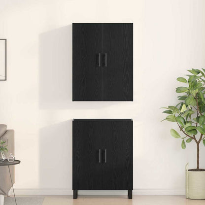 Sideboard Wandmontiert 2 pcs Schwarz Eichen-Optik Holzwerkstoff
