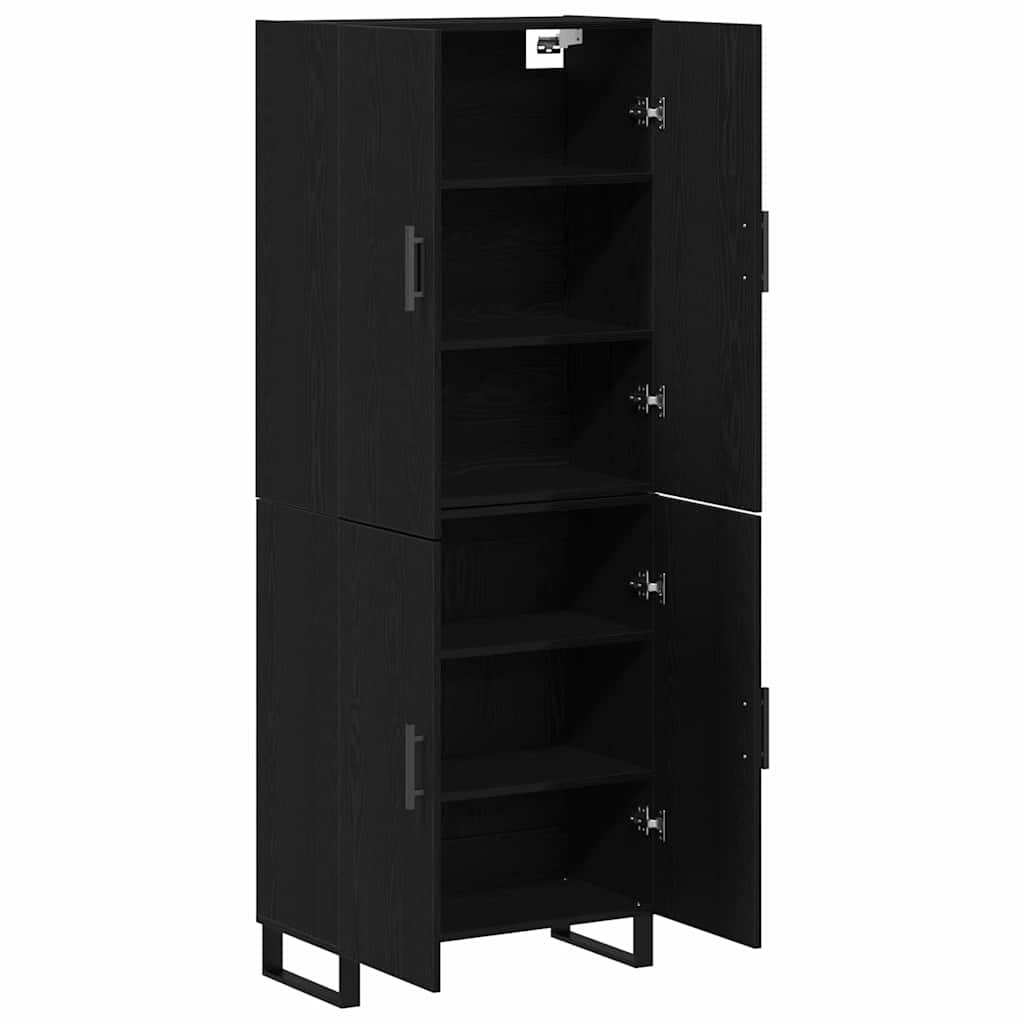Sideboard Wandmontiert 2 pcs Schwarz Eichen-Optik Holzwerkstoff