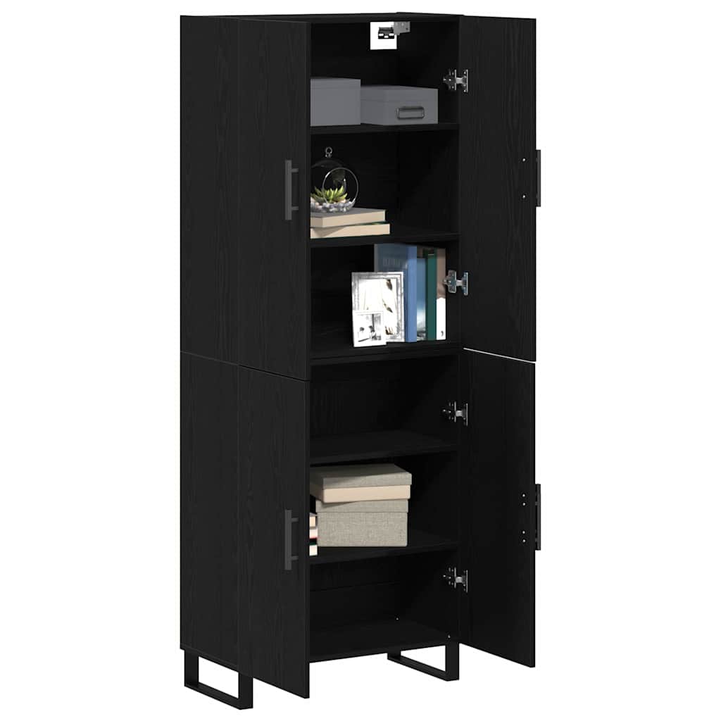 Sideboard Wandmontiert 2 pcs Schwarz Eichen-Optik Holzwerkstoff