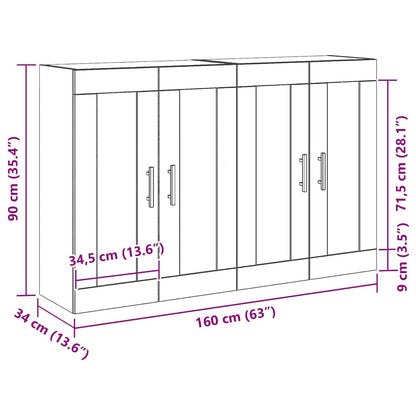 Wandmontierter Schrank 2 pcs Altholz 69,5 x 34 x 90 cm