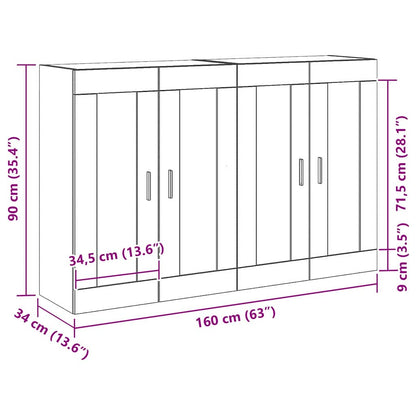 Wandmontierter Schrank 2 pcs Artisan-Eiche 69,5 x 34 x 90 cm
