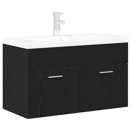 Badezimmerschrank Schwarz Eichen-Optik 80 x 38,5 x 46 cm
