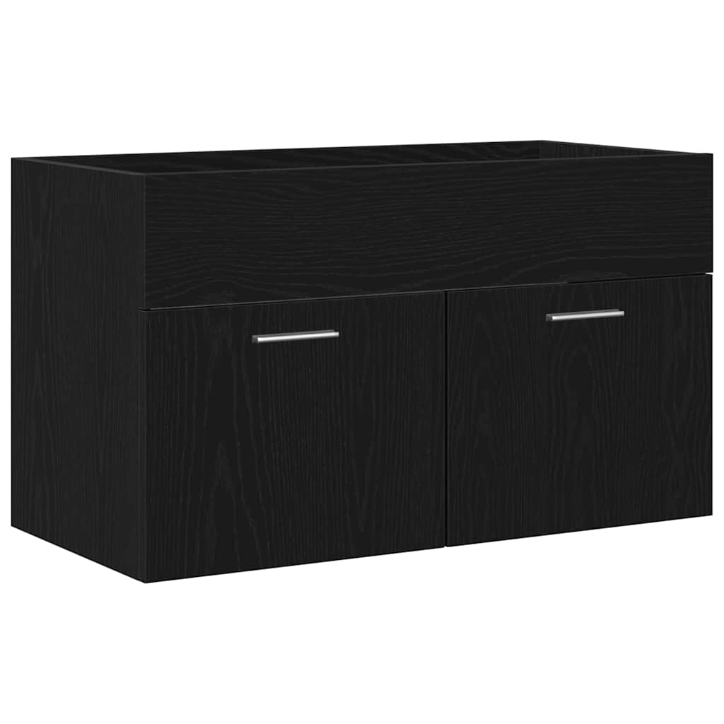Badezimmerschrank Schwarz Eichen-Optik 90 x 38,5 x 46 cm