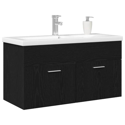 Badezimmerschrank Schwarz Eichen-Optik 90 x 38,5 x 46 cm