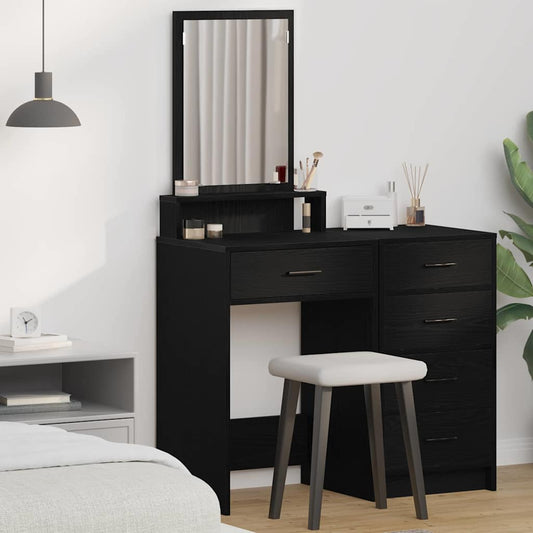 Schminktisch mit Regal Schwarz Eichen-Optik 50 x 41 x 140 cm