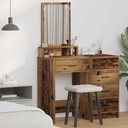 Schminktisch mit Regal Altholz 50 x 41 x 140 cm Holzwerkstoff
