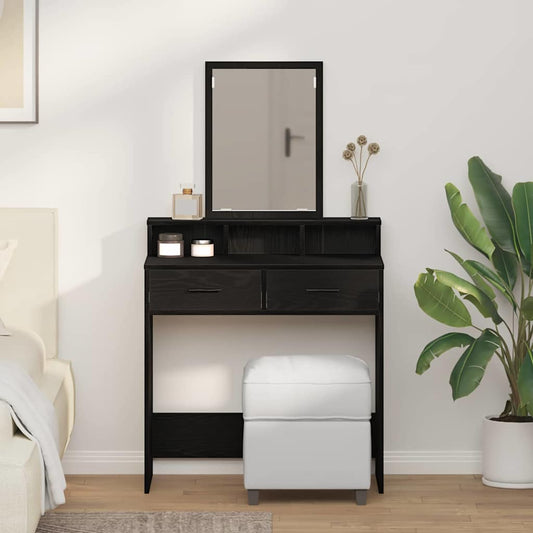 Schminktisch mit Regal Schwarz Eichen-Optik 79 x 41 x 140 cm
