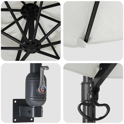 Gartenparasol Beige und Schwarz 248 x 248 x 148 cm