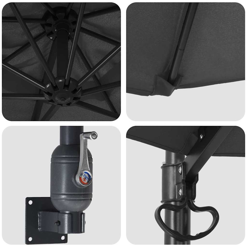 Gartenparasol Anthrazit und Schwarz 248 x 248 x 148 cm