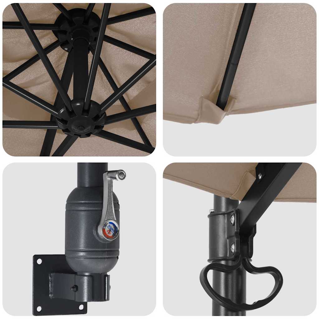 Gartenparasol Taupe und Schwarz 248 x 248 x 148 cm