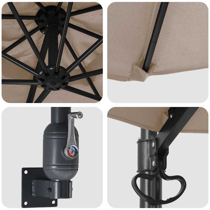 Gartenparasol Taupe und Schwarz 248 x 248 x 148 cm