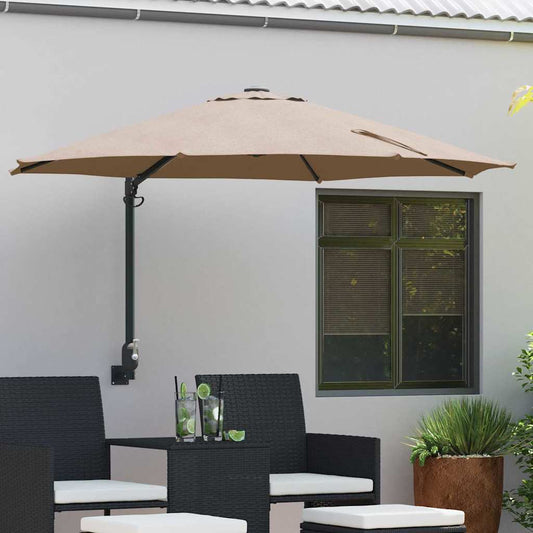 Gartenparasol Taupe und Schwarz 248 x 248 x 148 cm