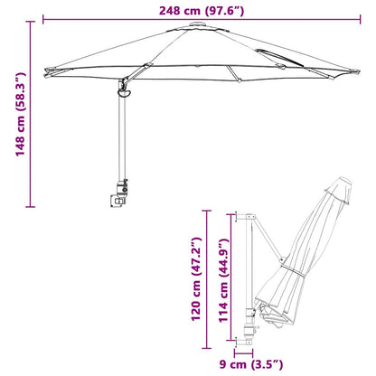Gartenparasol Taupe und Schwarz 248 x 248 x 148 cm