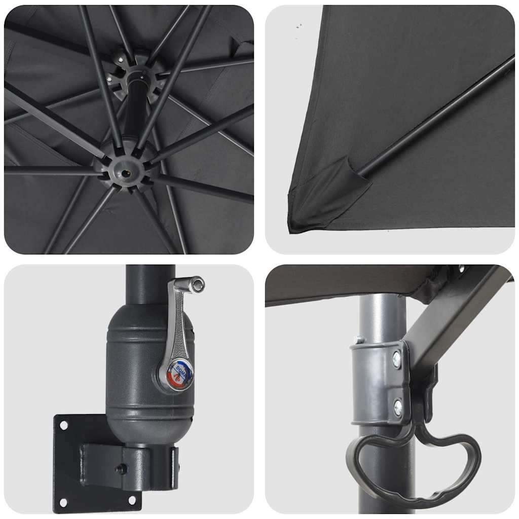 Gartenparasol Anthrazit und Schwarz 248,5 x 247,5 x 160 cm