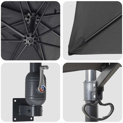 Gartenparasol Anthrazit und Schwarz 248,5 x 247,5 x 160 cm