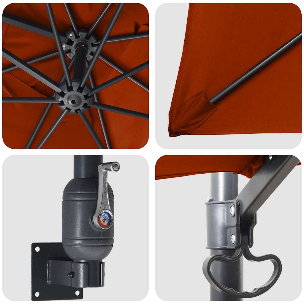 Gartenparasol Rot und Schwarz 248,5 x 247,5 x 160 cm