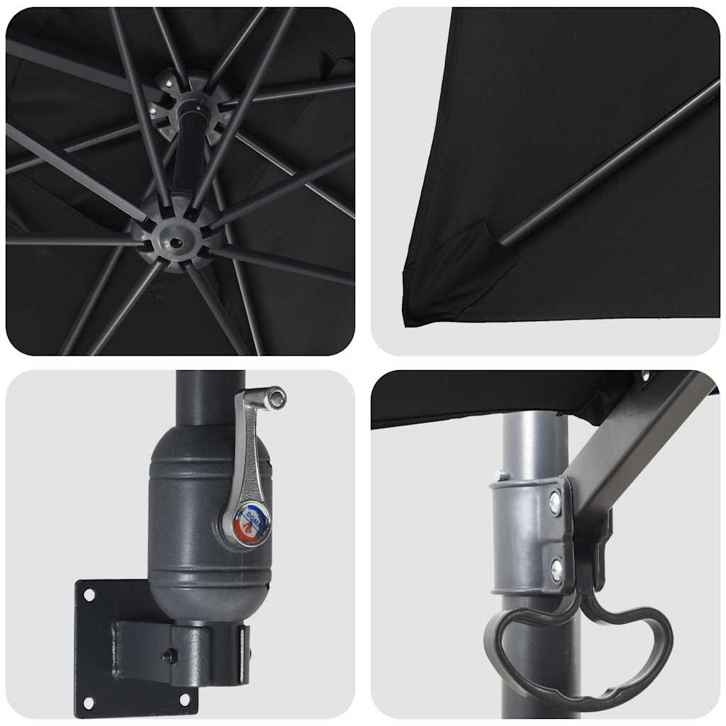 Gartenparasol Schwarz und Schwarz 248,5 x 247,5 x 160 cm