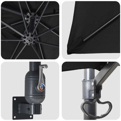 Gartenparasol Schwarz und Schwarz 248,5 x 247,5 x 160 cm