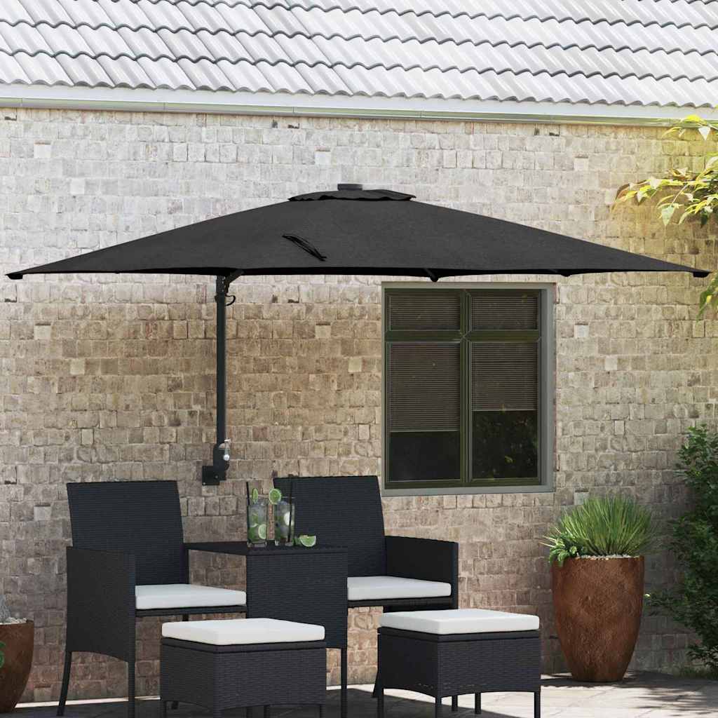 Gartenparasol Schwarz und Schwarz 248,5 x 247,5 x 160 cm
