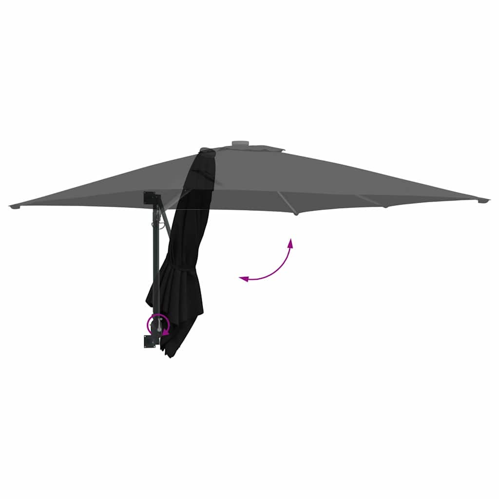 Gartenparasol Schwarz und Schwarz 248,5 x 247,5 x 160 cm