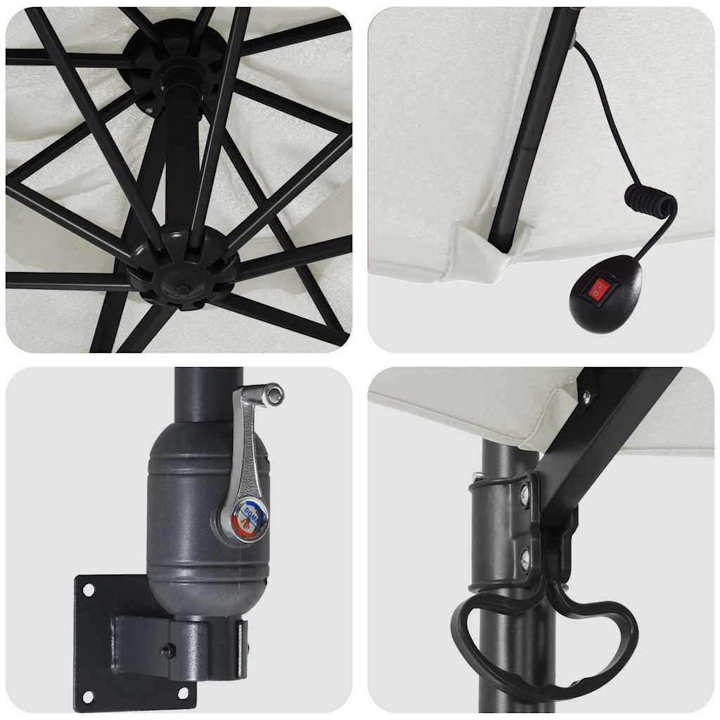 Gartenparasol Beige und Schwarz 248 x 248 x 148 cm