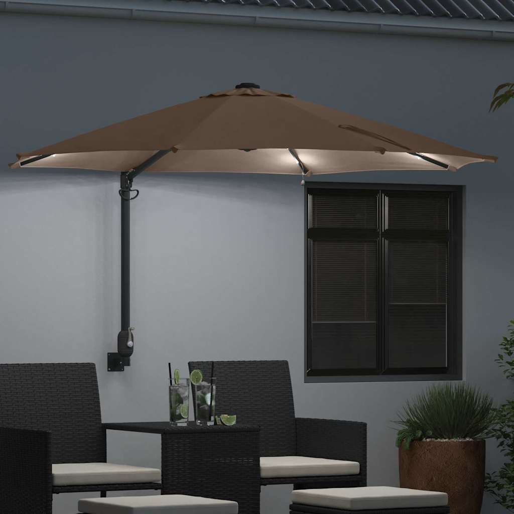 Gartenparasol Taupe und Schwarz 248 x 248 x 148 cm
