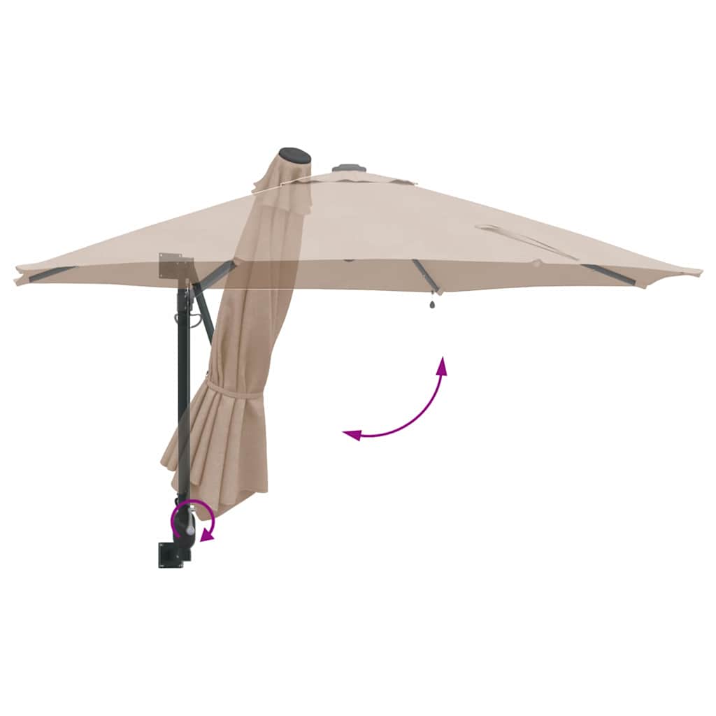 Gartenparasol Taupe und Schwarz 248 x 248 x 148 cm