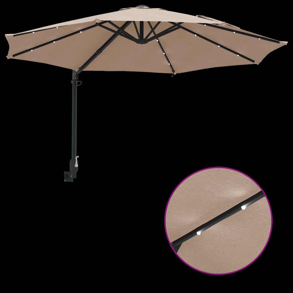 Gartenparasol Taupe und Schwarz 248 x 248 x 148 cm