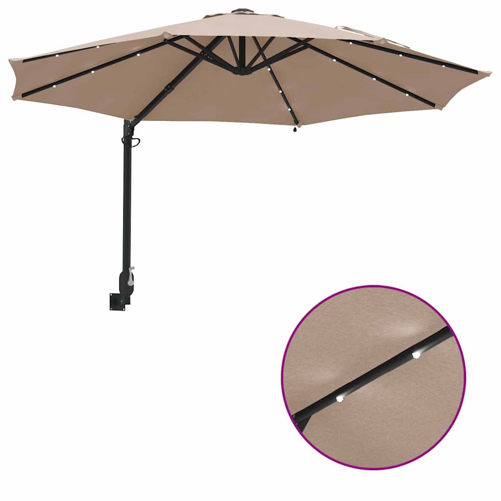 Gartenparasol Taupe und Schwarz 248 x 248 x 148 cm