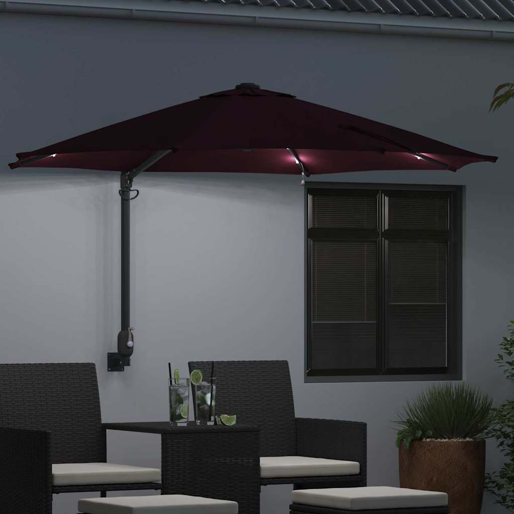 Gartenparasol Rot und Schwarz 248 x 248 x 148 cm