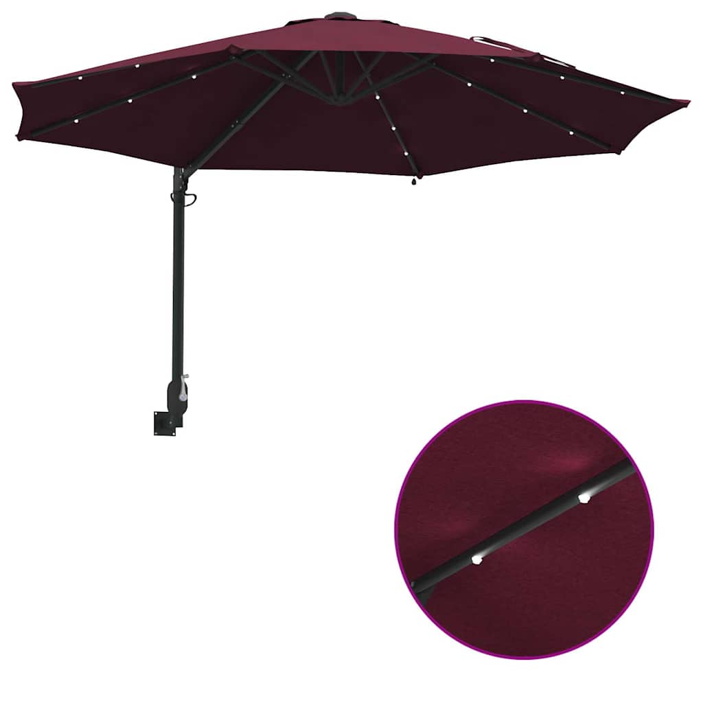Gartenparasol Rot und Schwarz 248 x 248 x 148 cm